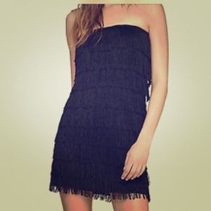 Black Fringe Mini Dress