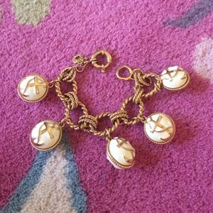 J Crew Anchor Ceramic & Gold Bracelet & Pouch