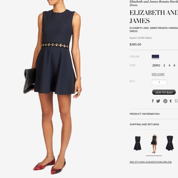 ❌SOLD❌Elizabeth & James Navy Renata Flare Dress - Picture 3 of 4