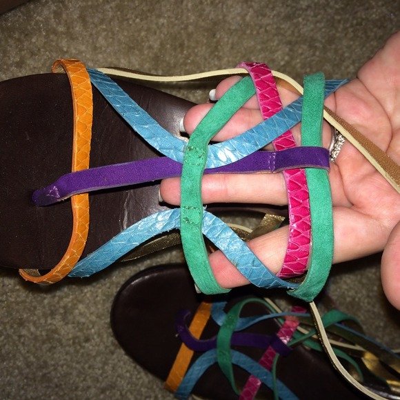 DVF mixed leather multicolor wooden platforms - Picture 5 of 6