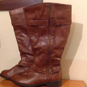 Brash brown zip up Riding Boots 11W Wide