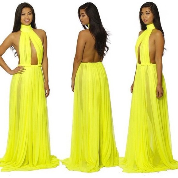 !♥️!!!!!!!!SOLD!!!!!!!!!♥️Yellow sheer maxi dress - Picture 2 of 2