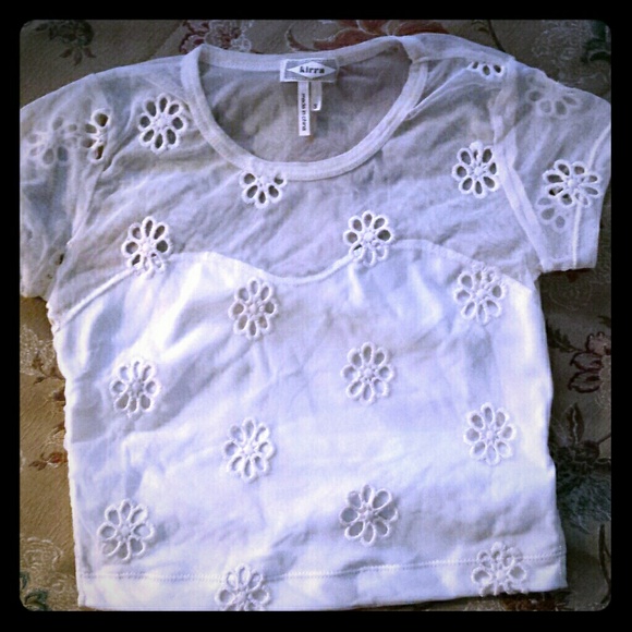 Cream colored floral crop top