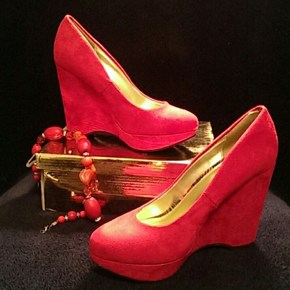 Red Suede Wedge