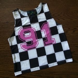 SOLD O-MIGHTY 90's Checkered Spandex Crop Top Tank
