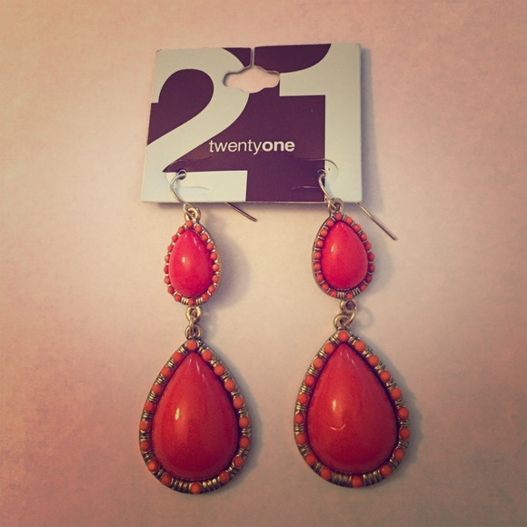 Orange droplet earrings