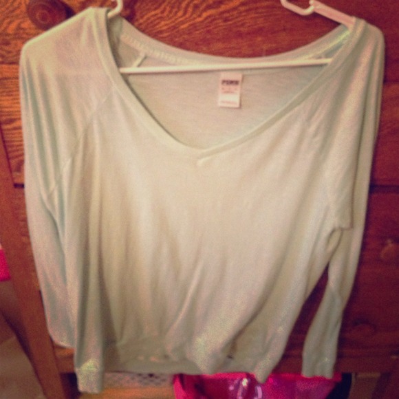 PINK Victoria's Secret Sweaters - Vs pink mint oversized long sleeve vneck