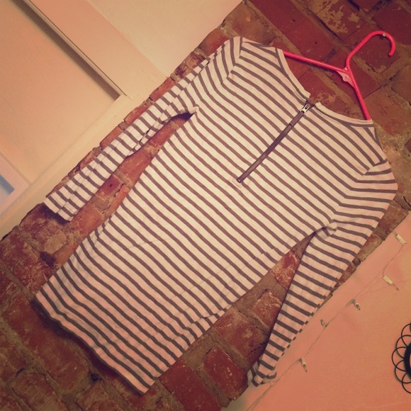 J Crew Zipper Back Stripe Top