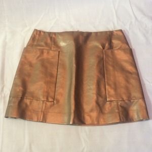 Zara Woman Gold Metallic Faux Leather Mini Skirt