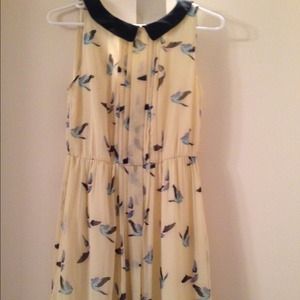 Zara yellow dress with bird print  XS