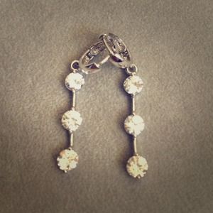 Three stone CZ silver drop earrings.
