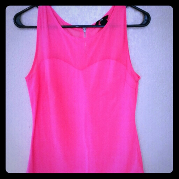 Neon Pink H&M Sheer Sweetheart Top - Picture 1 of 4