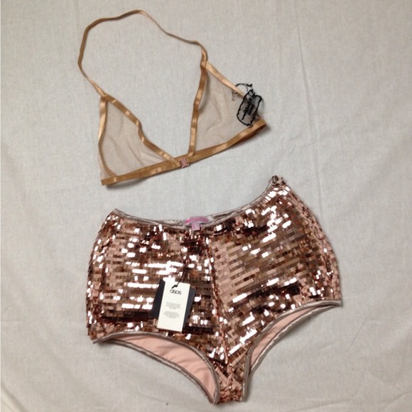 ASOS Dresses & Skirts - ASOS Hot Pants Rose Gold Sequins