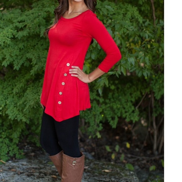 2 a T Boutique Tops - SOLD OUT!! Red side button tunic
