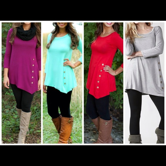 SOLD OUT!! Red side button tunic - Picture 2 of 3
