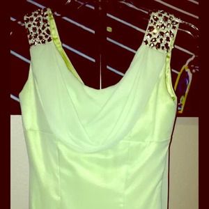 handmade chiffon dress .Size 0-2. Pistachio green