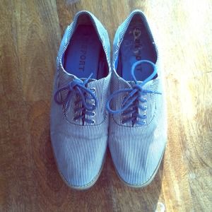 Navy/White Striped Oxfords