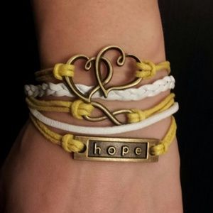 NWOT Yellow charm bracelet (hope, heart, infinity)