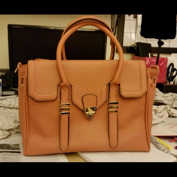 JUSTFAB Endeavor Work Tote Handbag CAMEL TAN