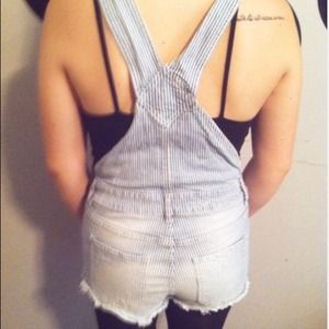 Blue/white striped Overall Shorts