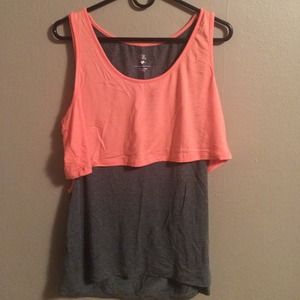 Grey and coral workout tank.