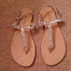 Silver braided sandals