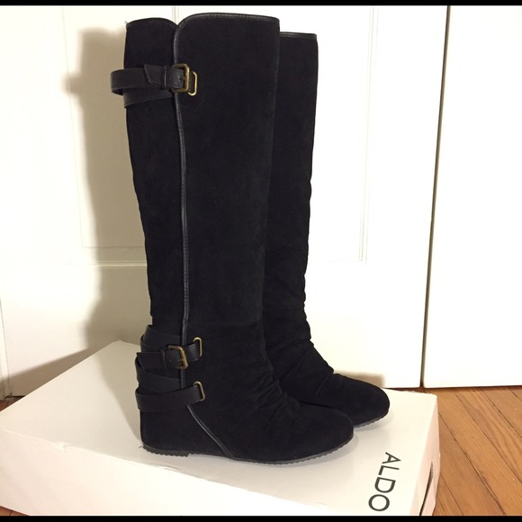 Aldo Caltabiano Knee High Wedge Boots Size 8.5