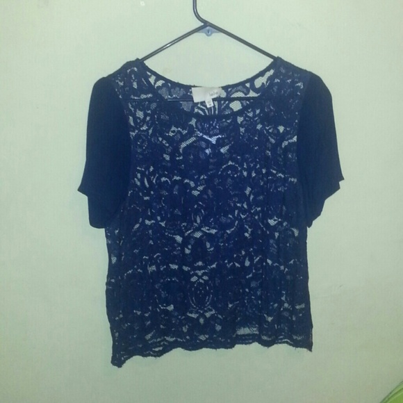 Bule short sleeve lace shirt