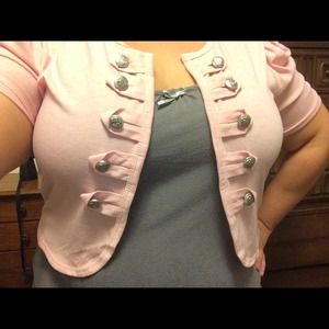Silver and pink cropped cardigan