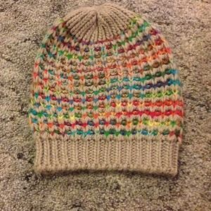 Super Long Rainbow/Beige Knit Beanie