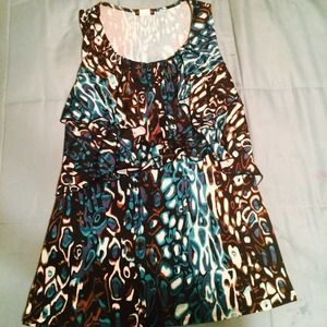 Multi colored blue and brown tank shirt