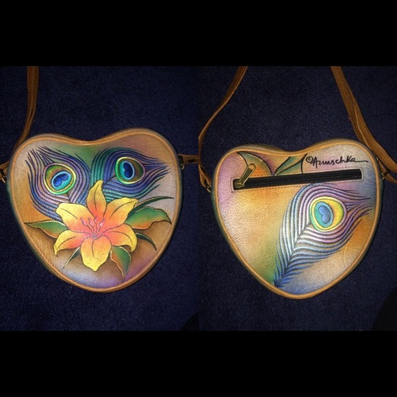Anuschka peacock lily handbag