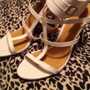 White strappy heels