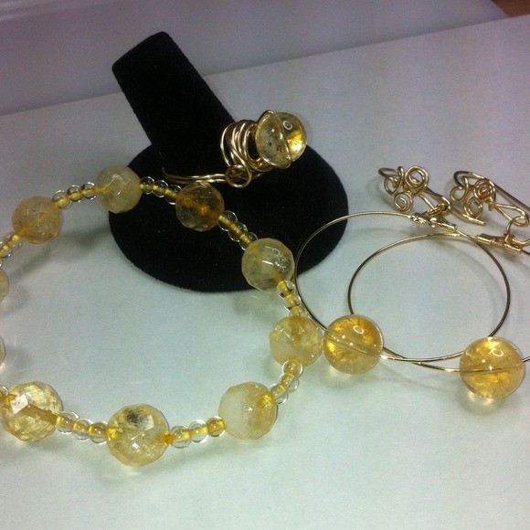 GF1❤️Genuine ❤️Citrine ring, bracelet and earring
