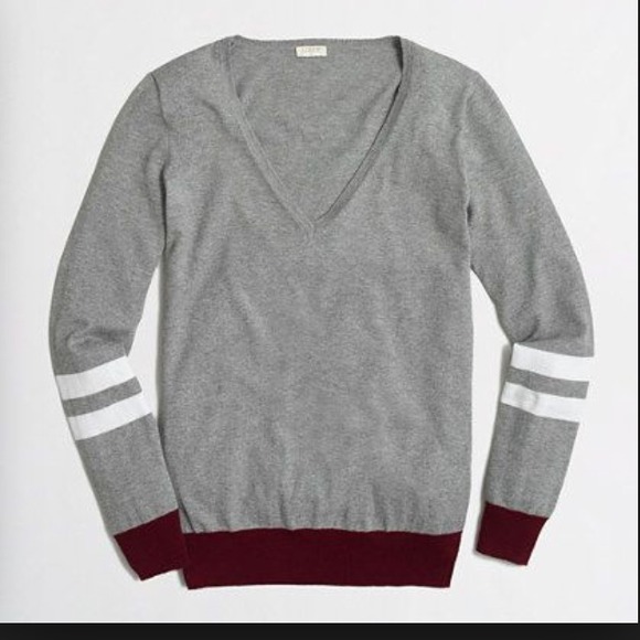 JCrew Varsity Stripe V-neck Sweater