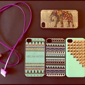 Bundle of iPhone 4/4s cases w/ usb/charging cable