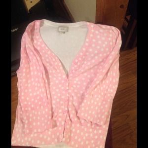 Cardigan pink with white polka dots