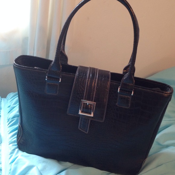 Large black laptop tote bag