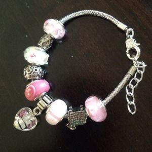 Beaded Charm Bracelet-pink
