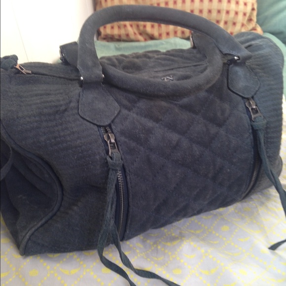 Sunny Dark Navy Bluish Grey Suede satchel