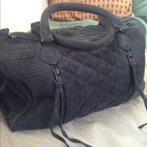 Sunny Dark Navy Bluish Grey Suede satchel
