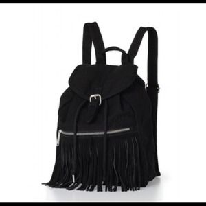 Pink Victoria secret mini black backpack.