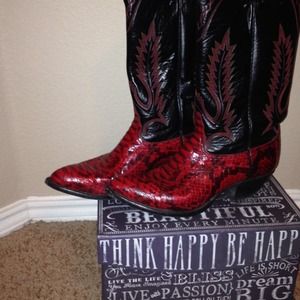 Red Snakeskin Boots