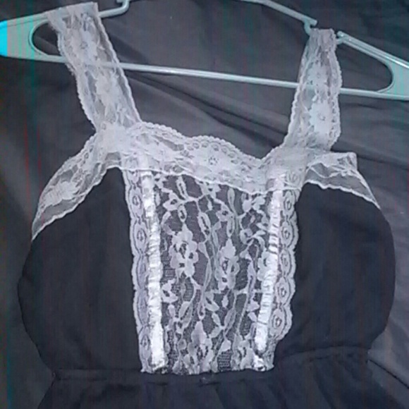Black dress with grey lace trim