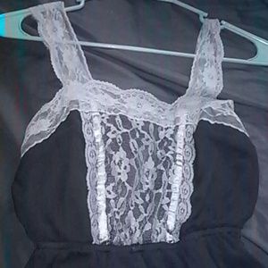 Black dress with grey lace trim