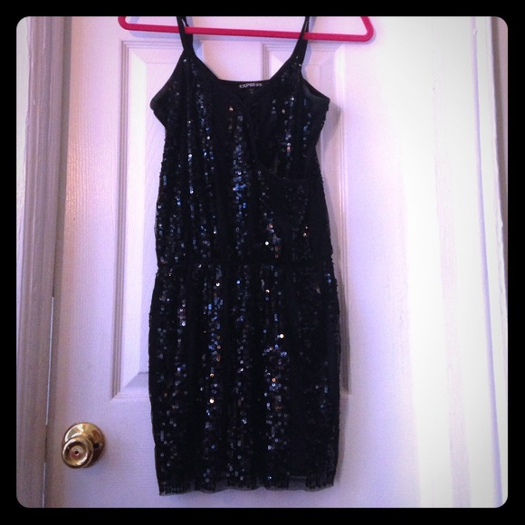 Black sequined dress from Express