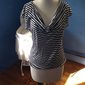 Navy and white striped top