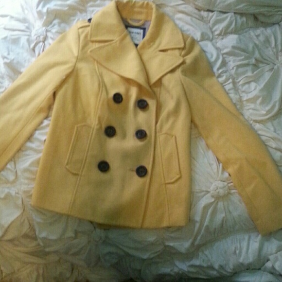 Yellow Old Navy Peacoat NWOT