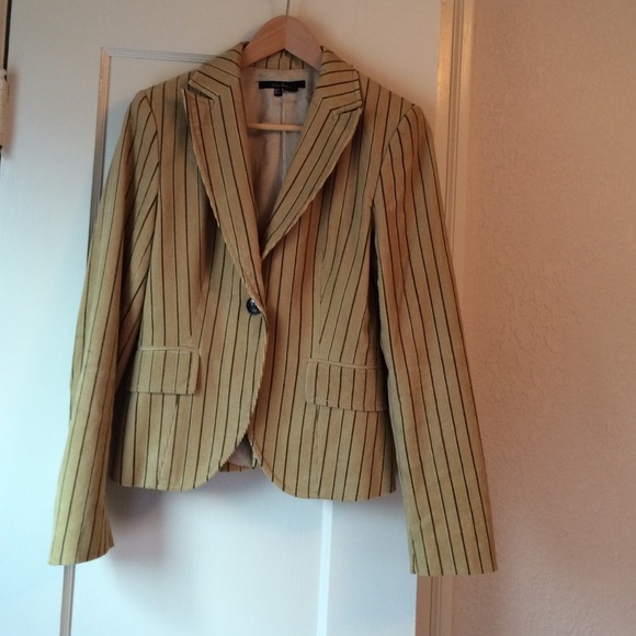 Zara basic strip blazer cotton outer+rayon lining