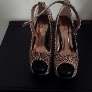 Leopard suede wedges